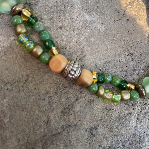 Handmade Unisex Bracelet Upcycled Beads Such as; Jade Jasper Glass Metal Wood - Picture 6 of 6